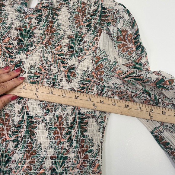 Veronica Beard $398 Kali Smocked Paisley Mock Neck Puff Sleeve Blouse Size‎ 4 - Picture 7 of 8